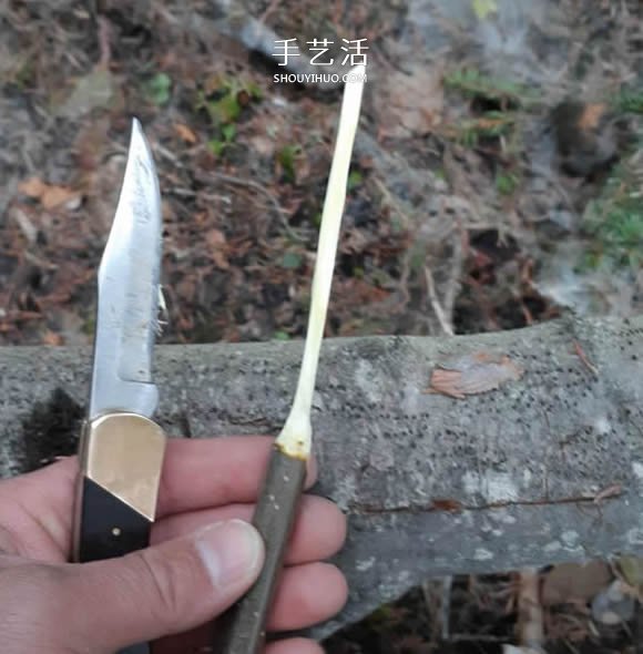 简单手工树枝雕刻做花的方法图解教程 -  www.shouyihuo.com
