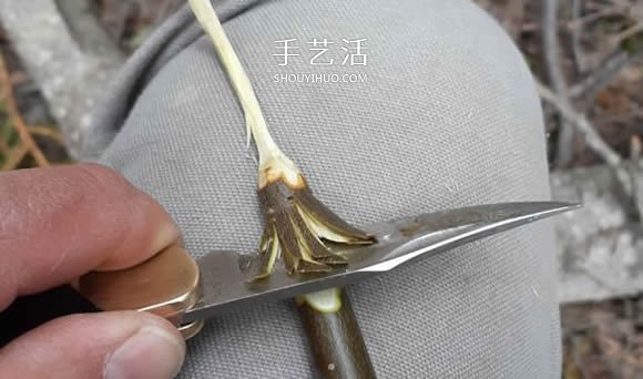 简单手工树枝雕刻做花的方法图解教程 -  www.shouyihuo.com