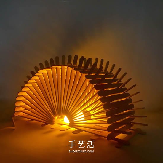 200根雪糕棍手工制作漂亮拱桥灯罩的方法教程 -  www.shouyihuo.com