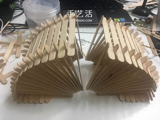 200根雪糕棍手工制作漂亮拱桥灯罩的方法教程 -  www.shouyihuo.com