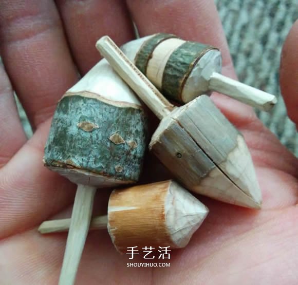 自制陀螺的方法 用树枝雕刻制作而成！ -  www.shouyihuo.com