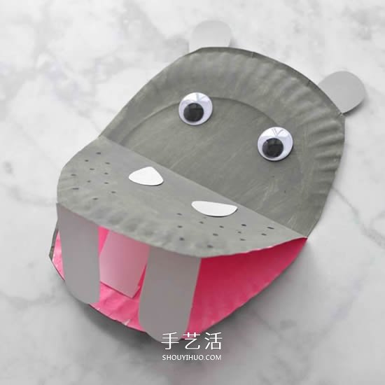 幼儿园手工制作纸盘河马的图解教程 -  www.shouyihuo.com