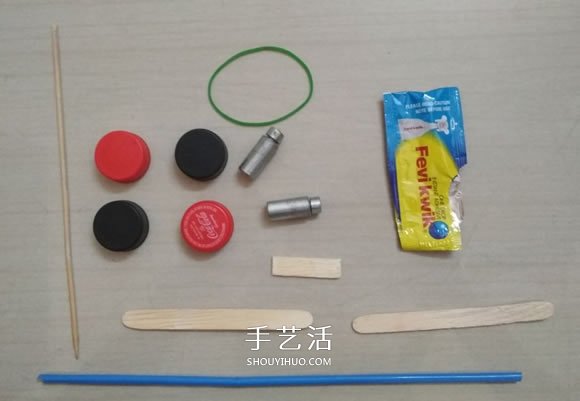 废物利用DIY橡皮筋动力回力车的方法 -  www.shouyihuo.com