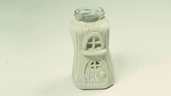 纸粘土和玻璃瓶手工制作童话小屋 -  www.shouyihuo.com