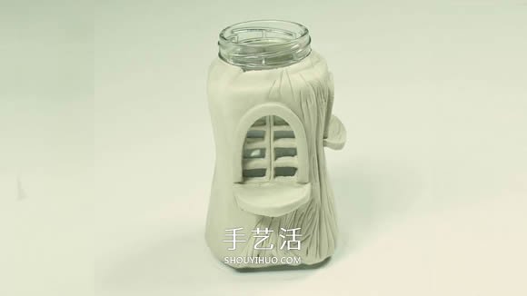 纸粘土和玻璃瓶手工制作童话小屋 -  www.shouyihuo.com