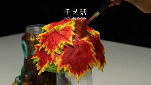 纸粘土和玻璃瓶手工制作童话小屋 -  www.shouyihuo.com