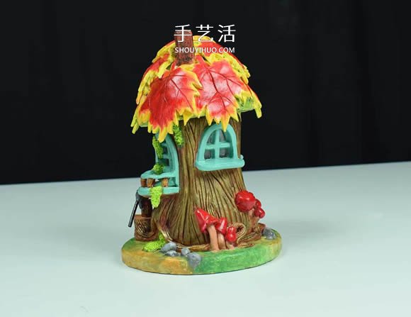 纸粘土和玻璃瓶手工制作童话小屋 -  www.shouyihuo.com