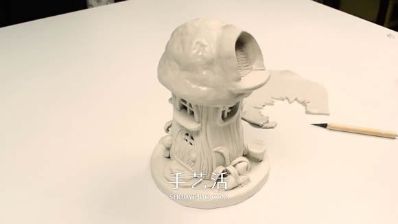 纸粘土和玻璃瓶手工制作童话小屋 -  www.shouyihuo.com