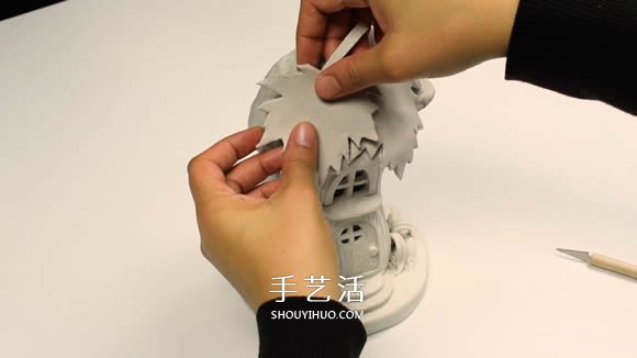 纸粘土和玻璃瓶手工制作童话小屋 -  www.shouyihuo.com