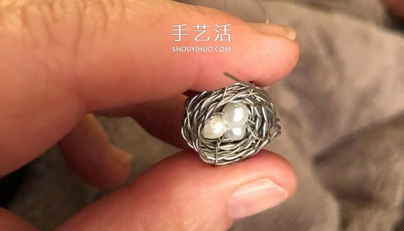金属丝手工制作创意鸟巢耳环图解教程 -  www.shouyihuo.com