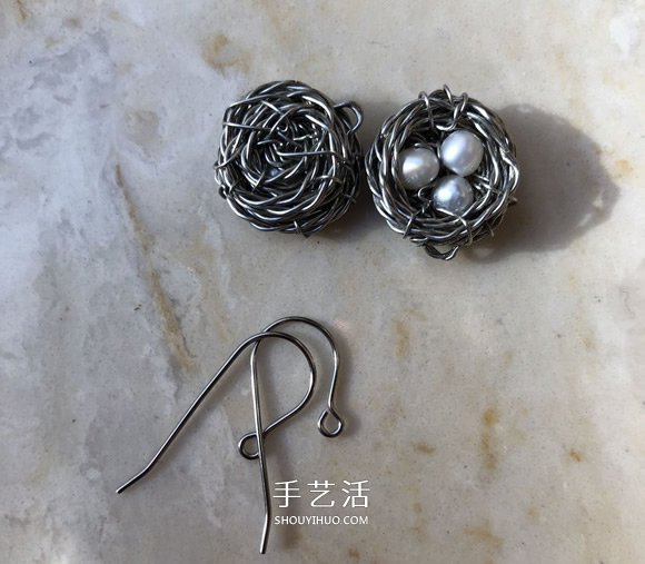 金属丝手工制作创意鸟巢耳环图解教程 -  www.shouyihuo.com