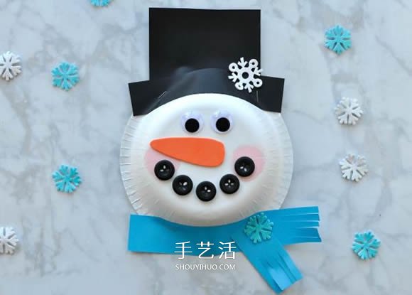 可爱纸盘雪人手工制作教程 -  www.shouyihuo.com