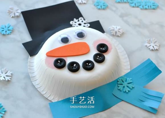可爱纸盘雪人手工制作教程 -  www.shouyihuo.com
