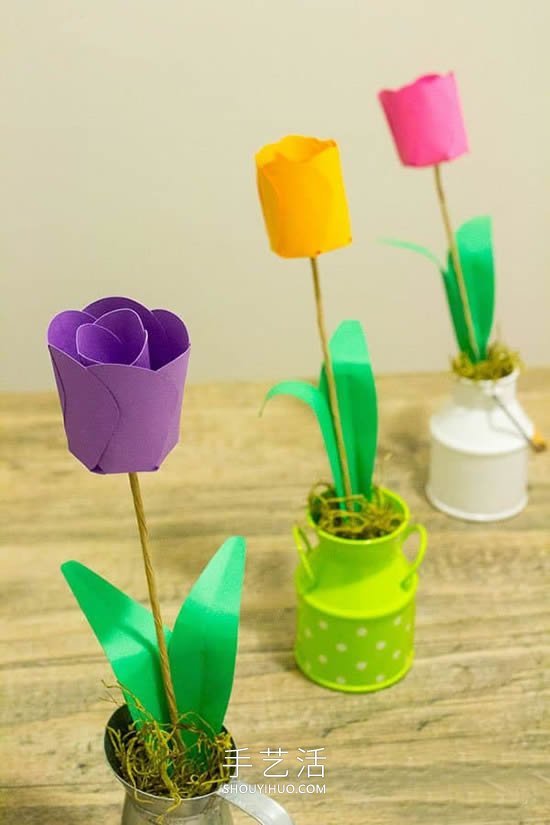 幼儿园教师节礼物！卡纸手工制作郁金香花 -  www.shouyihuo.com