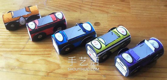 幼儿园卷纸筒小手工 制作可爱的小汽车玩具 -  www.shouyihuo.com