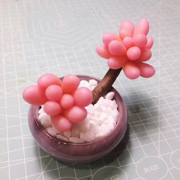 漂亮逼真的桃之卵！超轻粘土DIY多肉植物教程 -  www.shouyihuo.com