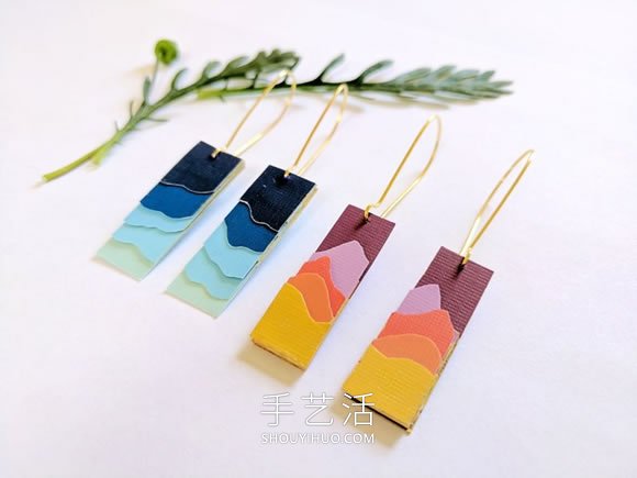 卡纸手工制作创意景观剪影耳环的教程 -  www.shouyihuo.com