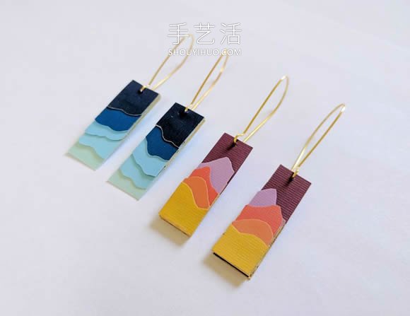 卡纸手工制作创意景观剪影耳环的教程 -  www.shouyihuo.com