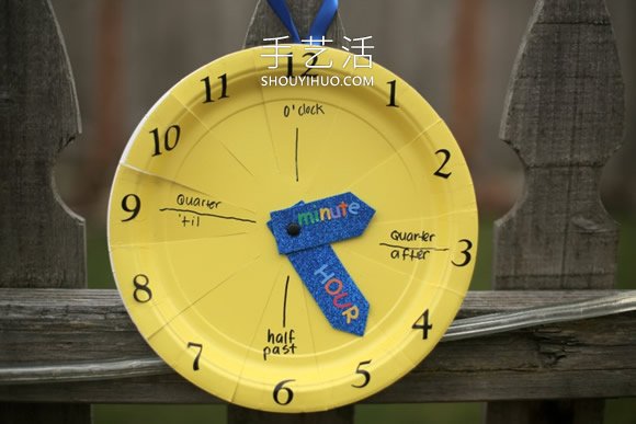 幼儿手工制作认识时间的挂钟玩具做法教程 -  www.shouyihuo.com