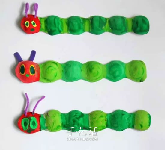 幼儿园鸡蛋托手工制作毛毛虫的做法教程 -  www.shouyihuo.com
