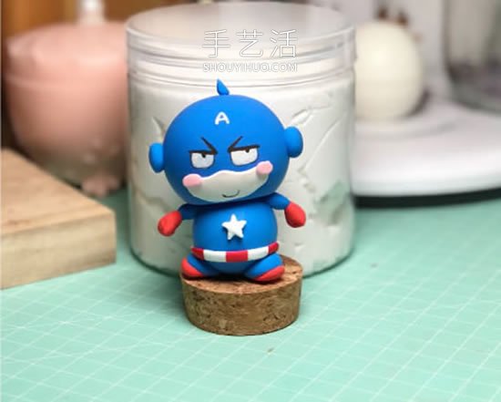 超轻粘土手工制作卡通美国队长的做法 -  www.shouyihuo.com
