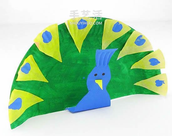 幼儿园手工制作纸盘孔雀的做法教程 -  www.shouyihuo.com