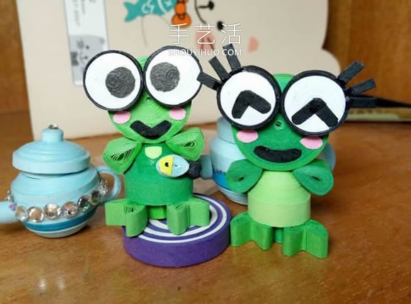 简单的衍纸绿色小青蛙手工制作教程 -  www.shouyihuo.com