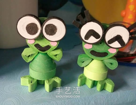 简单的衍纸绿色小青蛙手工制作教程 -  www.shouyihuo.com
