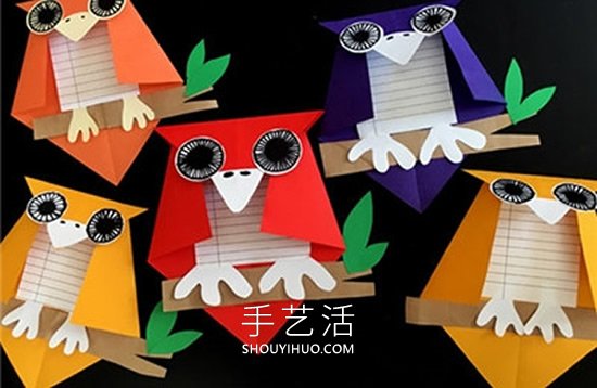 儿童手工制作万圣节猫头鹰卡片的做法图解 -  www.shouyihuo.com