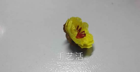 皱纹纸手工制作简单腊梅花的做法教程 -  www.shouyihuo.com