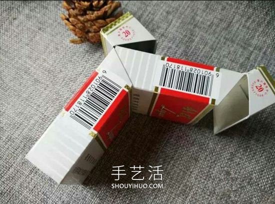 空烟盒废物利用 手工制作花朵烟灰缸/垃圾盒 -  www.shouyihuo.com