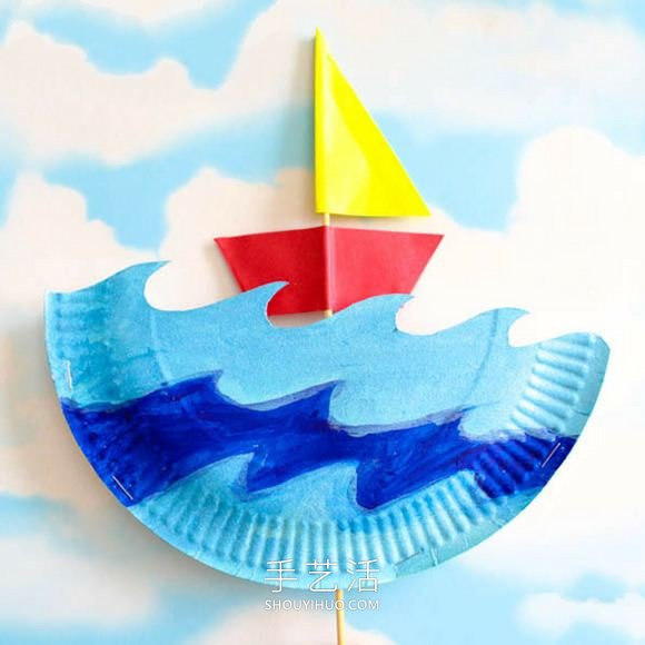 幼儿园手工制作纸盘帆船玩具的做法教程 -  www.shouyihuo.com