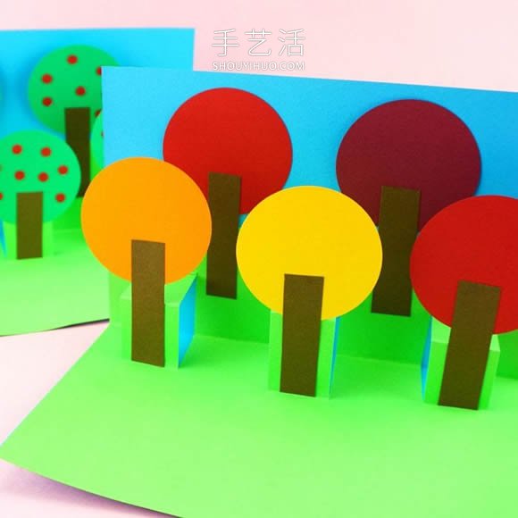 卡纸手工制作秋天大树立体卡片的做法教程 -  www.shouyihuo.com