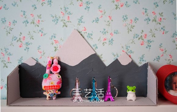 鞋盒手工制作儿童小饰品架子的做法教程 -  www.shouyihuo.com