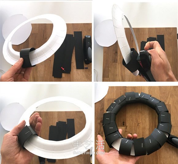 简单万圣节幽灵花环手工制作图解教程 -  www.shouyihuo.com