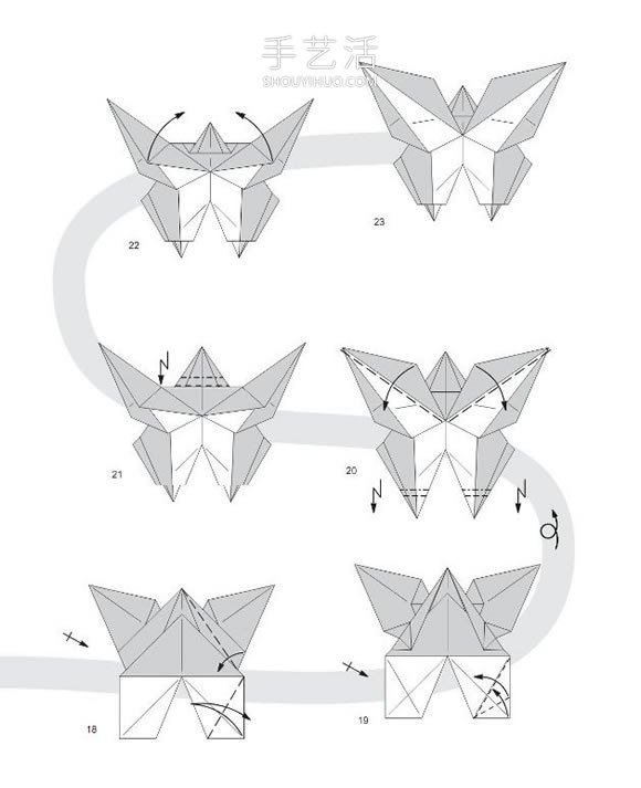 手工折纸蝴蝶书签的折法图解教程 -  www.shouyihuo.com