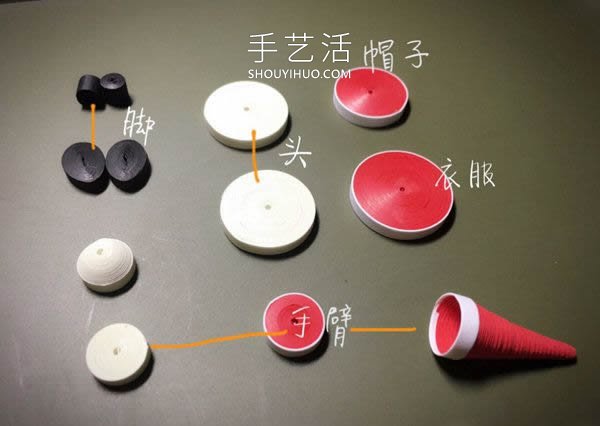 衍纸圣诞老人手工制作方法图解教程 -  www.shouyihuo.com