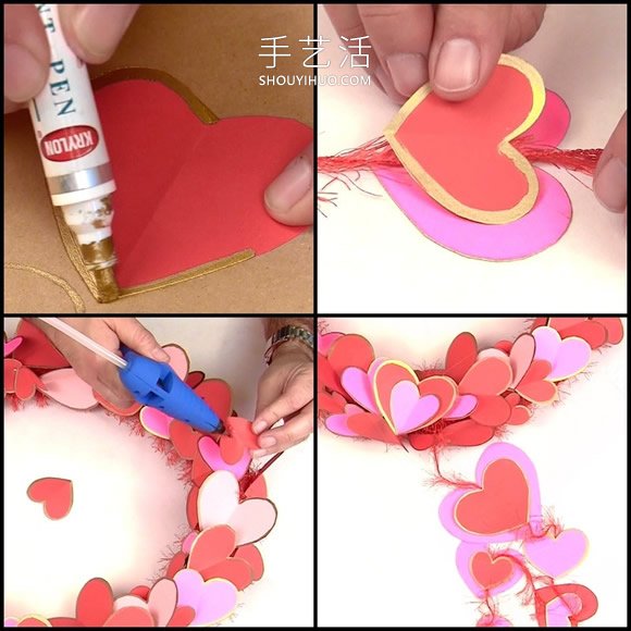 简单自制情人节花环装饰的方法图解教程 -  www.shouyihuo.com