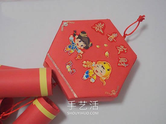 春节简单手工制作爆竹装饰的做法教程 -  www.shouyihuo.com