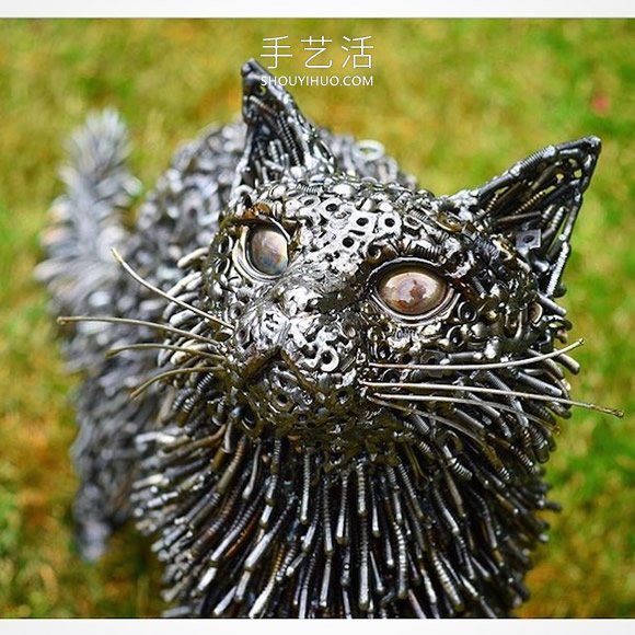 螺栓等废金属再利用 制作真人大小动物雕塑 -  www.shouyihuo.com
