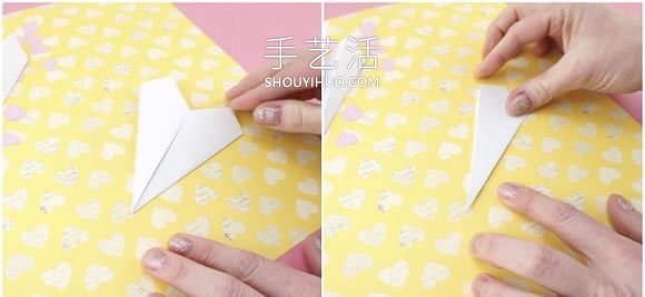 折叠纸飞机手工制作浪漫情人节卡片的做法 -  www.shouyihuo.com