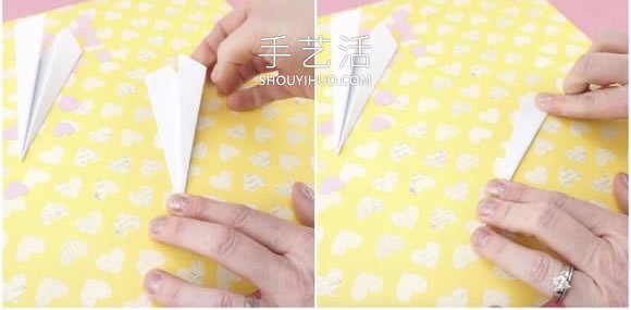 折叠纸飞机手工制作浪漫情人节卡片的做法 -  www.shouyihuo.com