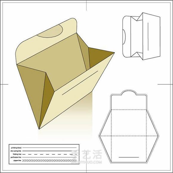 四款包装纸袋展开图和效果图 -  www.shouyihuo.com