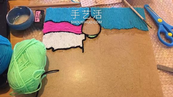 简单又好看的城堡毛线贴画制作步骤 -  www.shouyihuo.com