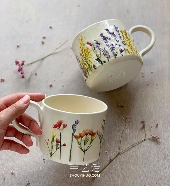 用真实花朵手工制作精美的陶瓷工艺品 -  www.shouyihuo.com