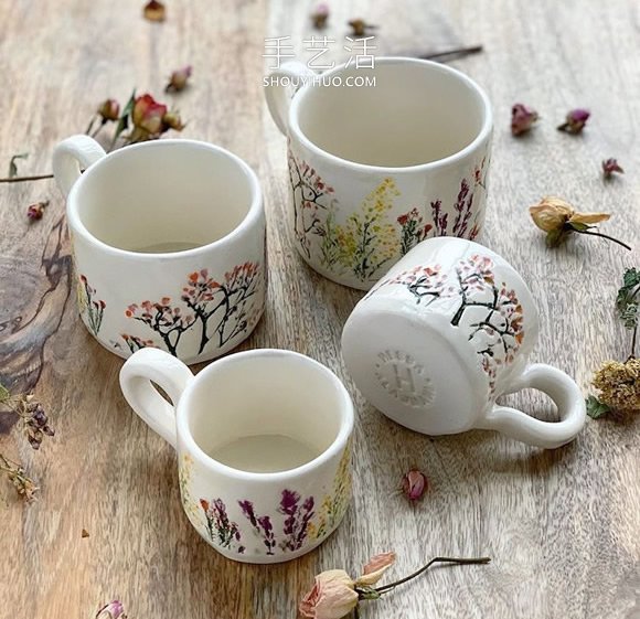 用真实花朵手工制作精美的陶瓷工艺品 -  www.shouyihuo.com