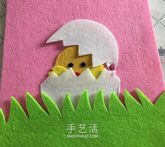 不织布手工制作出壳的小鸡的做法教程 -  www.shouyihuo.com