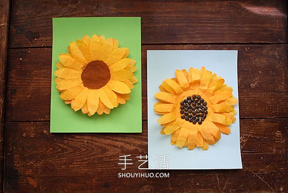 幼儿园手工制作咖啡滤纸向日葵花 -  www.shouyihuo.com