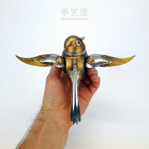 丢弃的机械零件DIY蒸汽朋克风的动物雕塑 -  www.shouyihuo.com